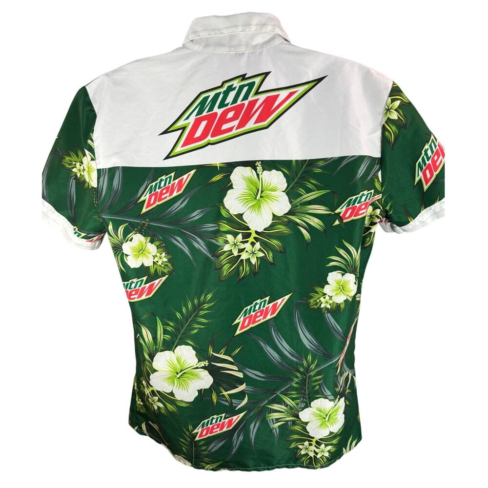 Mountain Dew button down Shirt Size Large 22x29 green floral